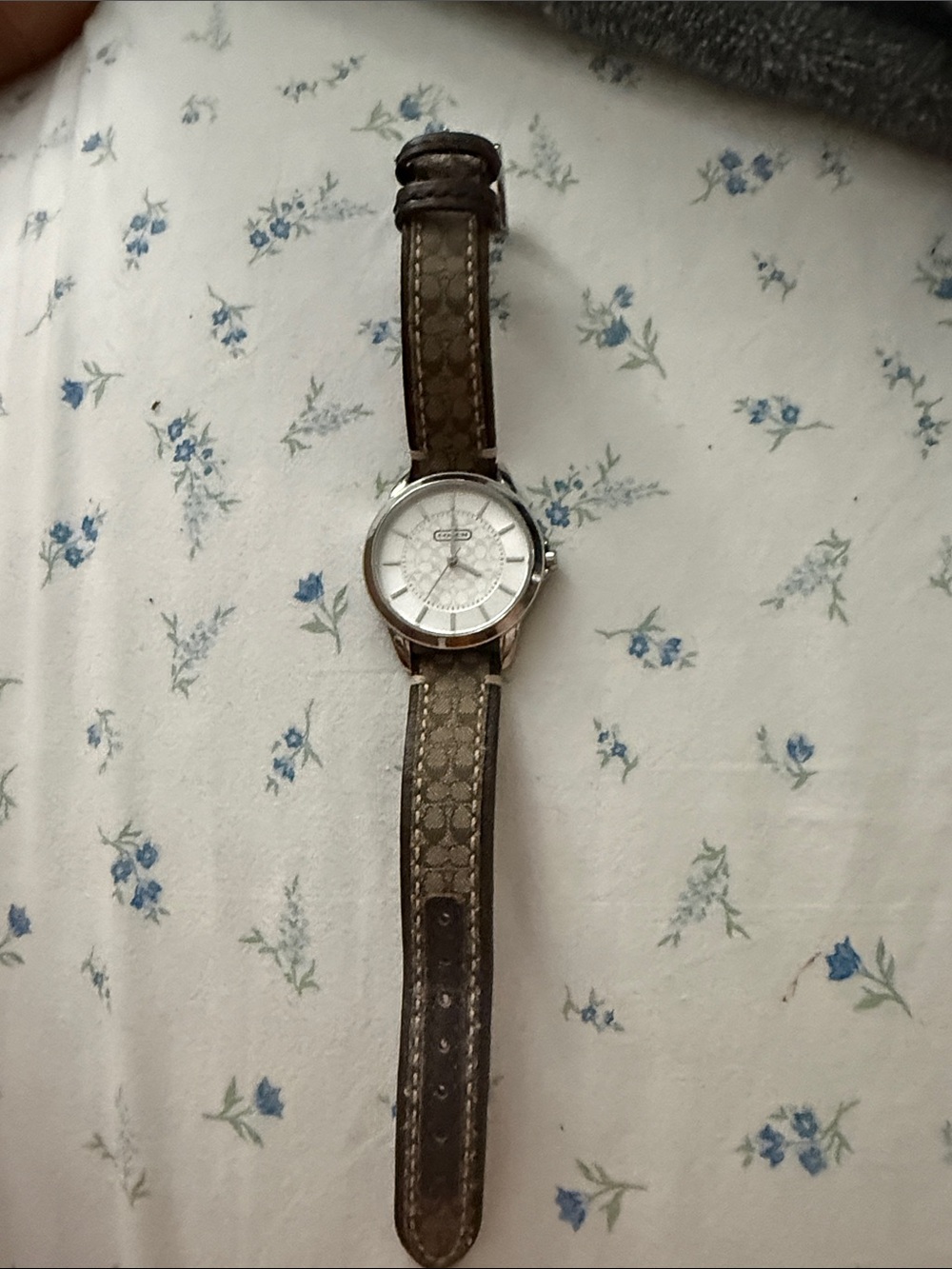 Coach Brown Signature Canvas and Leather Strap Watch